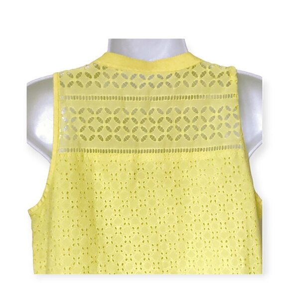 Loft yellow cotton eyelet sheath dress, size 8P - Picture 5 of 12